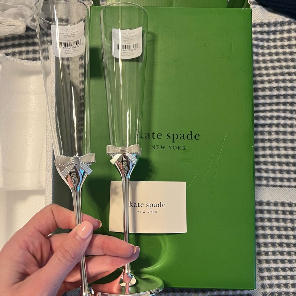 Kate Spade Silver Bow Champagne Flute